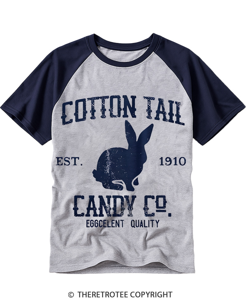 TheRetroTee Cotton Tail Candy Co Raglan Baseball T-Shirt
