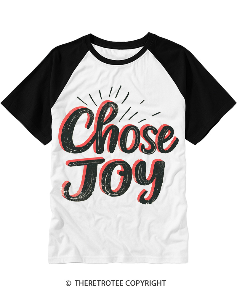 TheRetroTee Chose Joy Raglan Baseball T-Shirt