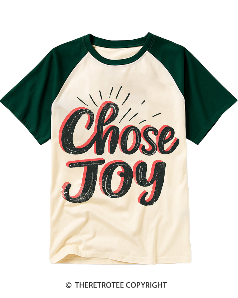 TheRetroTee Chose Joy Raglan Baseball T-Shirt