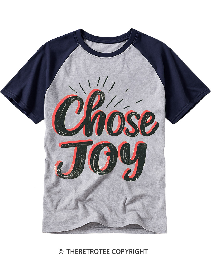 TheRetroTee Chose Joy Raglan Baseball T-Shirt