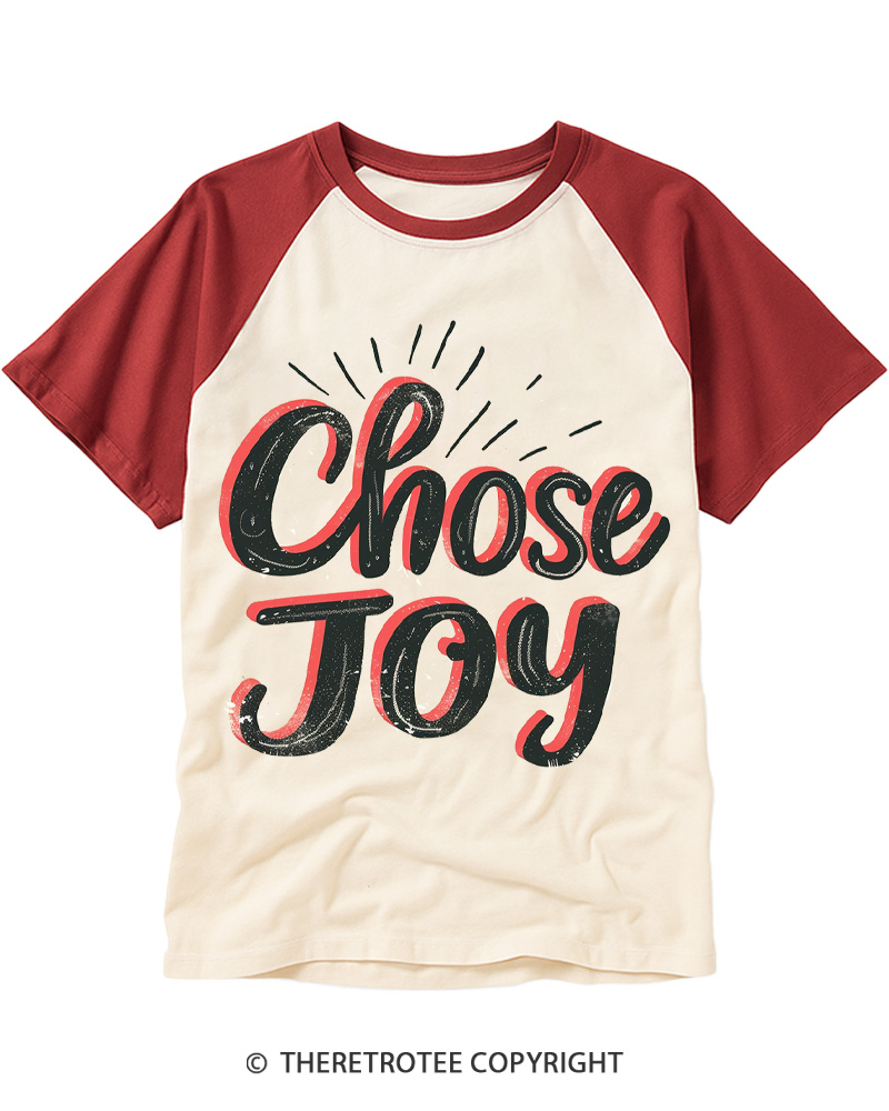 TheRetroTee Chose Joy Raglan Baseball T-Shirt