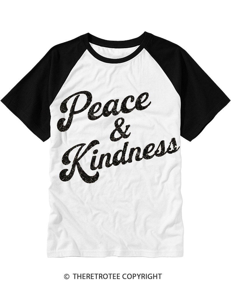TheRetroTee Peace & Kindness Raglan Baseball T-Shirt