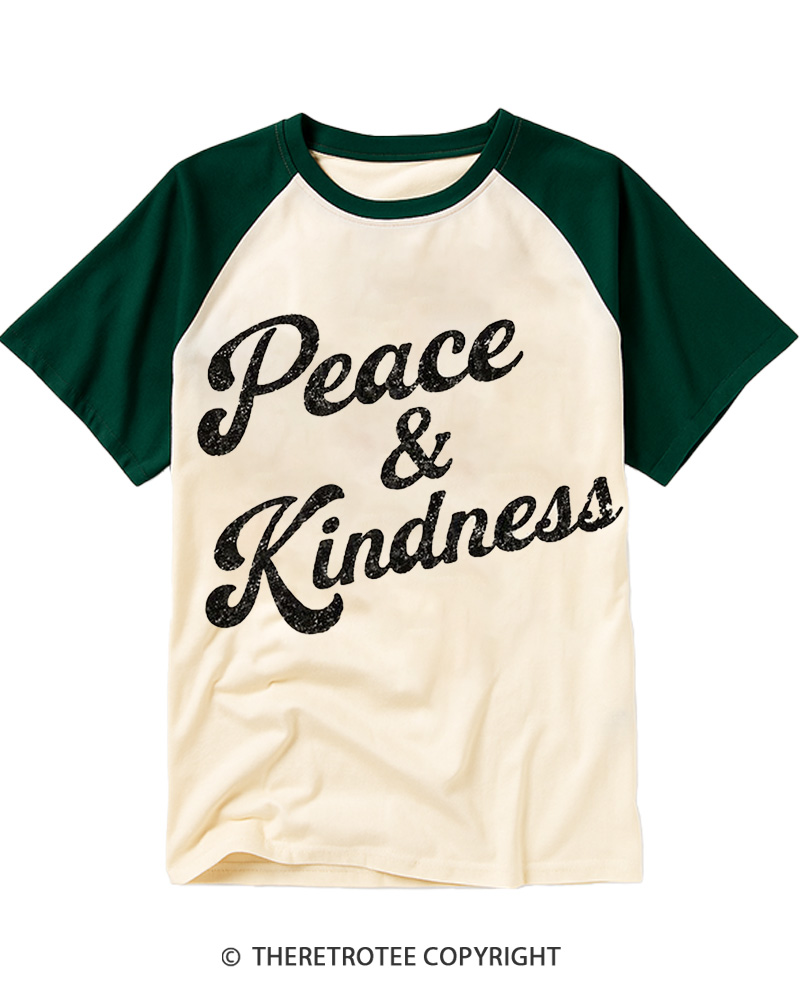 TheRetroTee Peace & Kindness Raglan Baseball T-Shirt