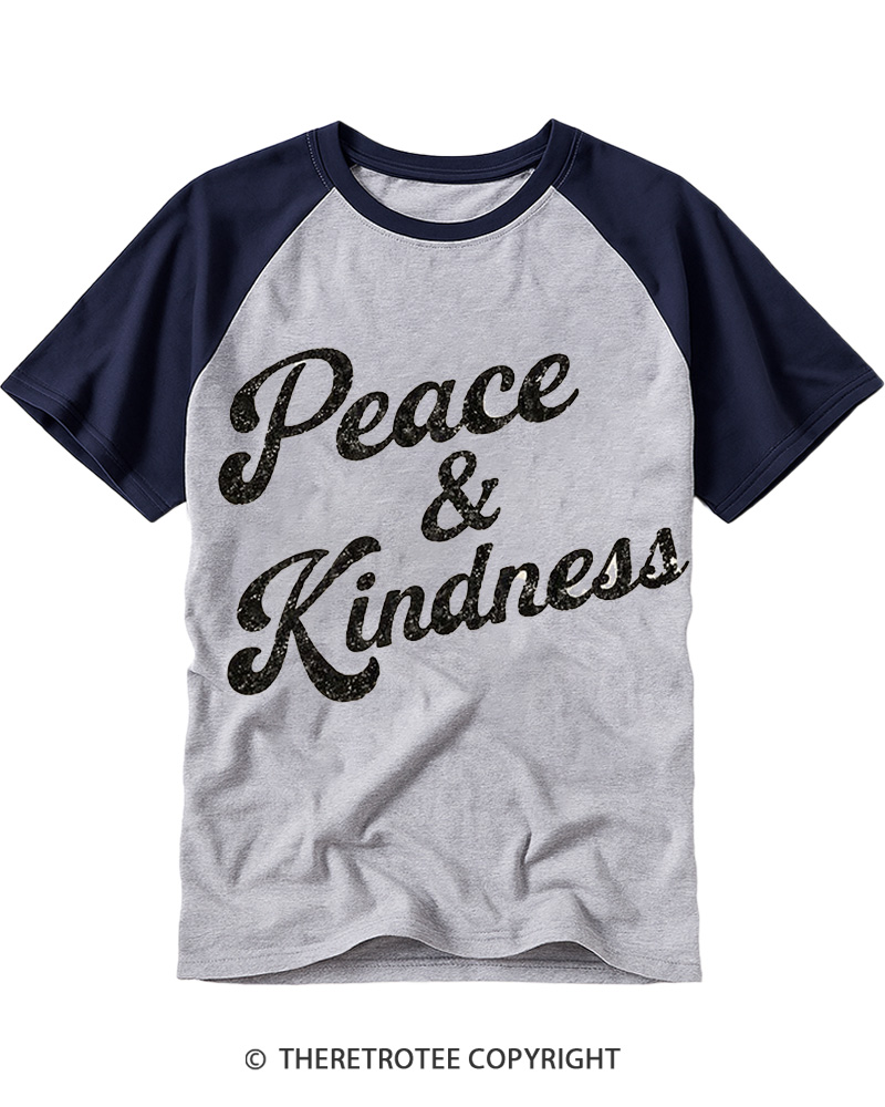 TheRetroTee Peace & Kindness Raglan Baseball T-Shirt