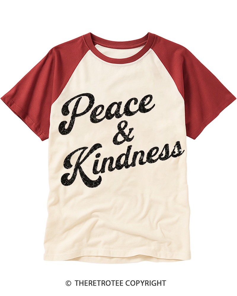 TheRetroTee Peace & Kindness Raglan Baseball T-Shirt