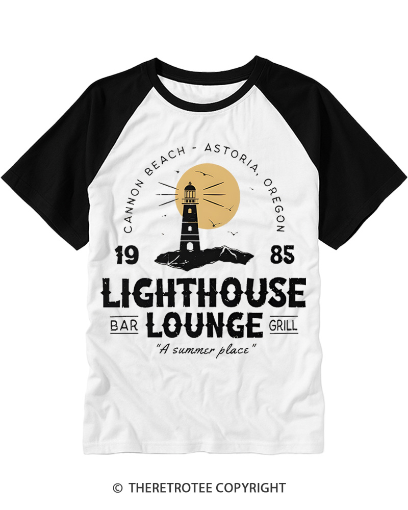 TheRetroTee Lighthouse Lounge 1980s Raglan Baseball T-Shirt