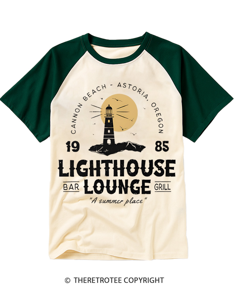 TheRetroTee Lighthouse Lounge 1980s Raglan Baseball T-Shirt