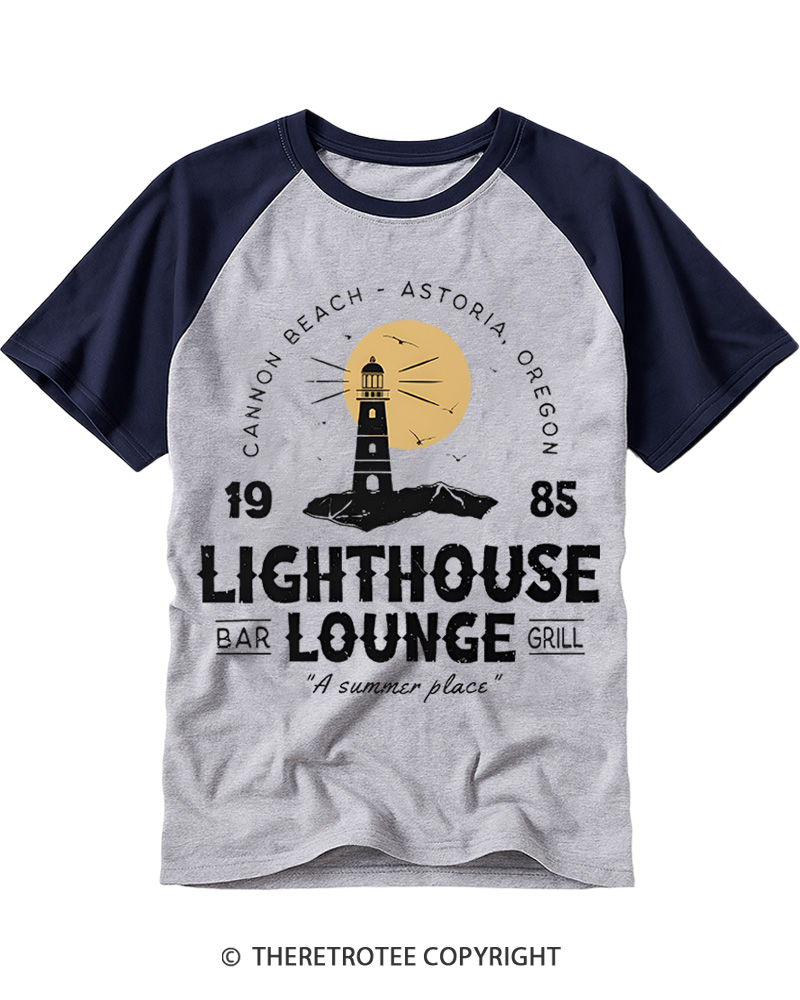 TheRetroTee Lighthouse Lounge 1980s Raglan Baseball T-Shirt