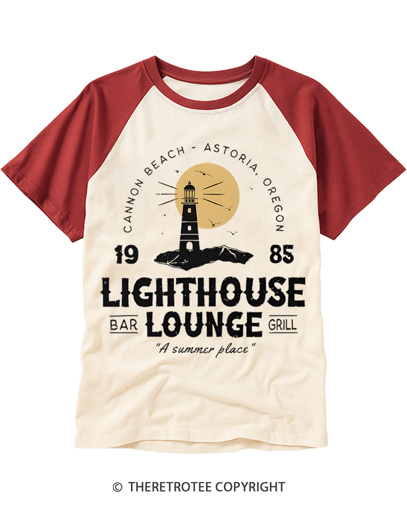 TheRetroTee Lighthouse Lounge 1980s Raglan Baseball T-Shirt