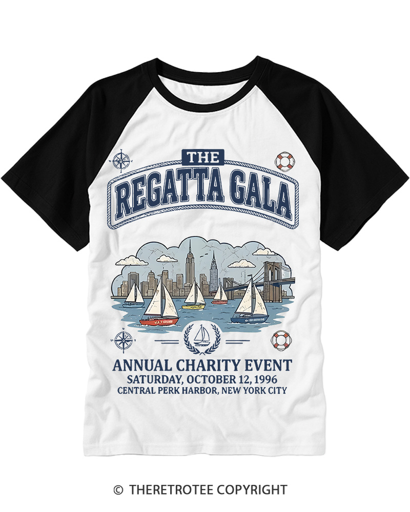 TheRetroTee The Regatta Gala 1990s Raglan Baseball T-Shirt