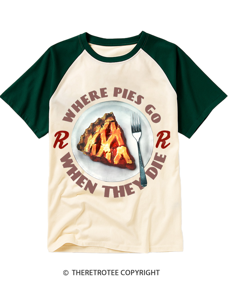 TheRetroTee When Pies Die 1950s Raglan Baseball T-Shirt