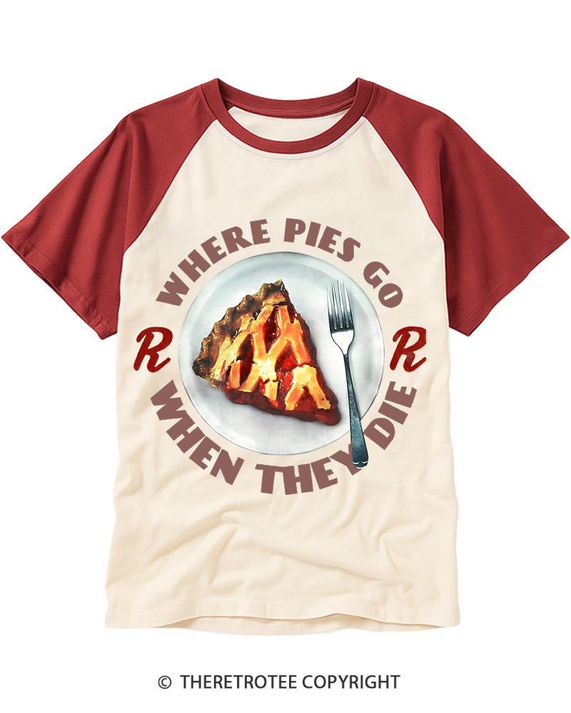 TheRetroTee When Pies Die 1950s Raglan Baseball T-Shirt