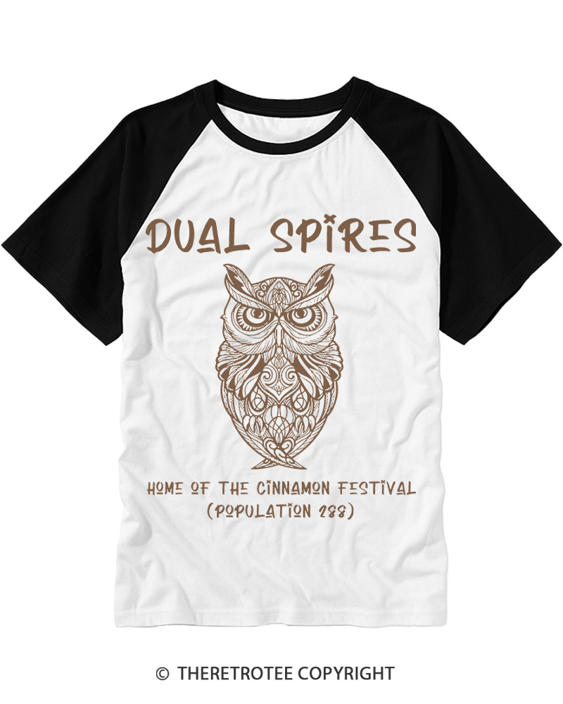 TheRetroTee Cinnamon Owl 1990s Raglan Baseball T-Shirt