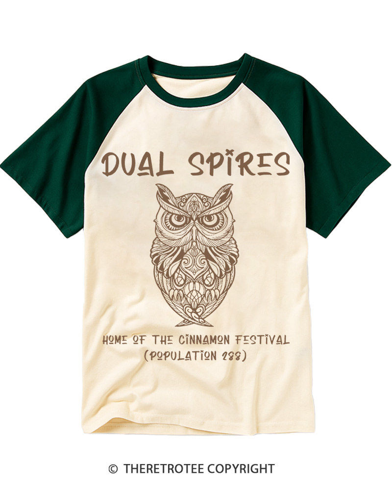 TheRetroTee Cinnamon Owl 1990s Raglan Baseball T-Shirt