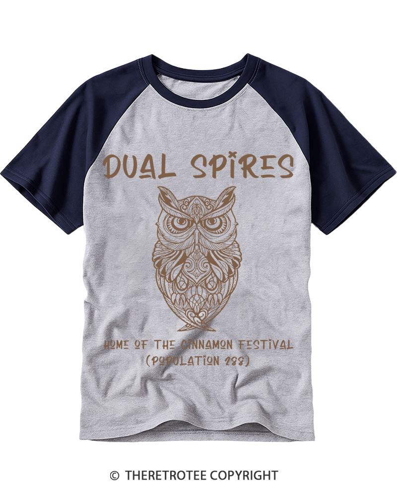TheRetroTee Cinnamon Owl 1990s Raglan Baseball T-Shirt