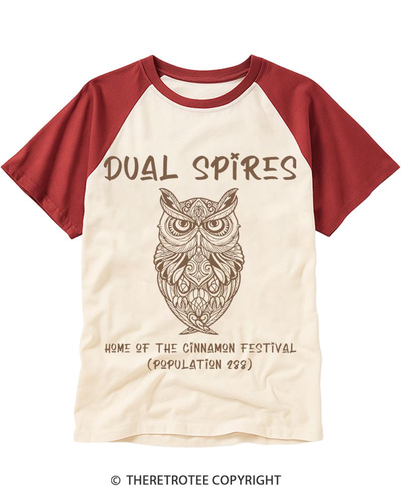 TheRetroTee Cinnamon Owl 1990s Raglan Baseball T-Shirt