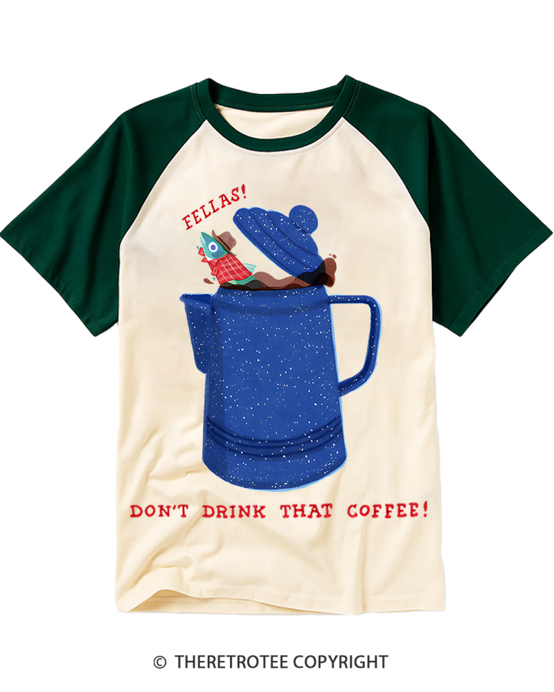 TheRetroTee Don’t Drink That Coffee 1990s Raglan Baseball T-Shirt