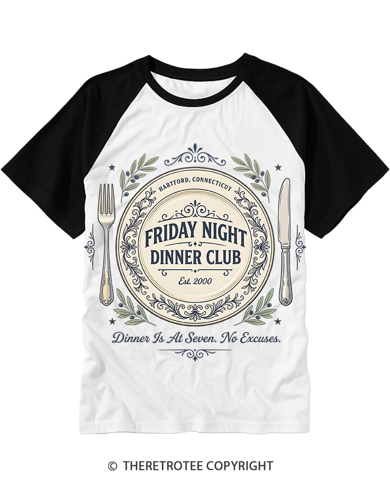 TheRetroTee Friday Night Dinner 2000s Raglan Baseball T-Shirt