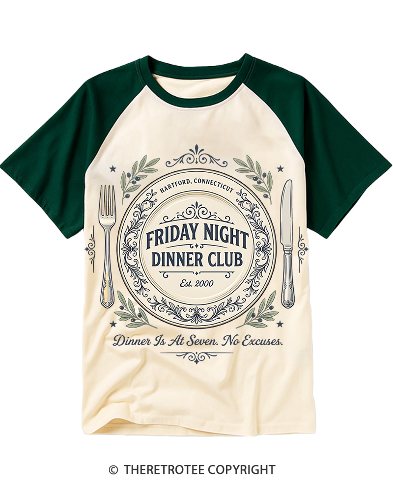 TheRetroTee Friday Night Dinner 2000s Raglan Baseball T-Shirt