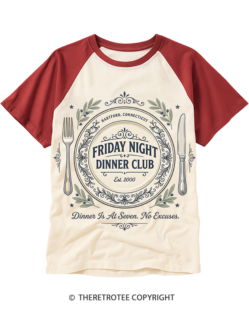 TheRetroTee Friday Night Dinner 2000s Raglan Baseball T-Shirt