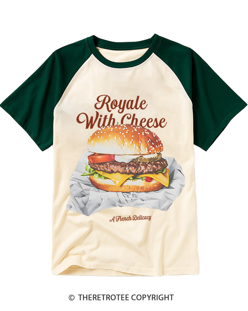 TheRetroTee Royale with Cheese 1990s Raglan Baseball T-Shirt