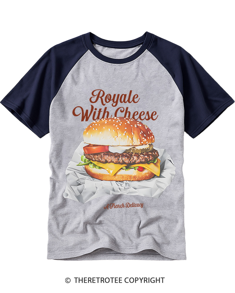 TheRetroTee Royale with Cheese 1990s Raglan Baseball T-Shirt