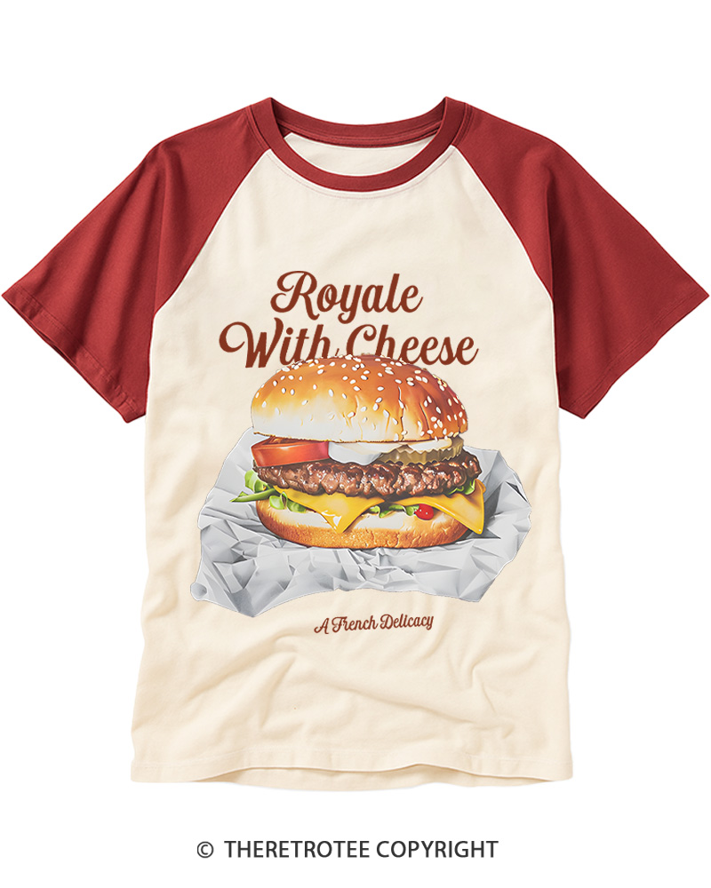 TheRetroTee Royale with Cheese 1990s Raglan Baseball T-Shirt
