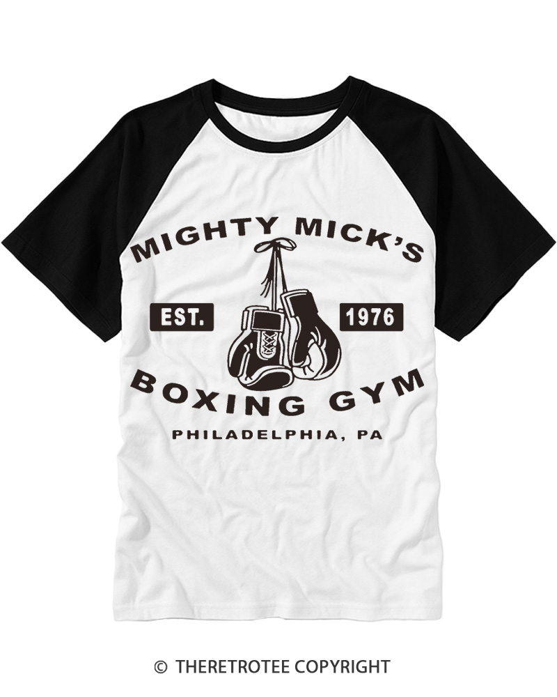 TheRetroTee Boxing Gym 1970s Raglan Baseball T-Shirt