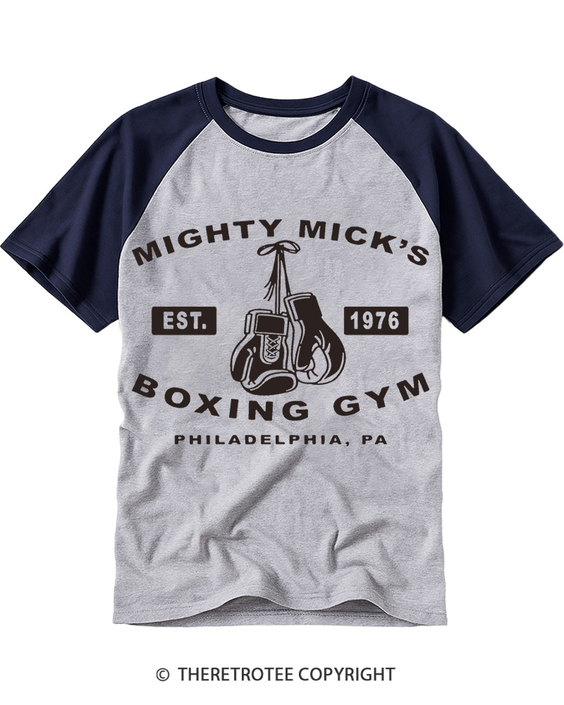 TheRetroTee Boxing Gym 1970s Raglan Baseball T-Shirt