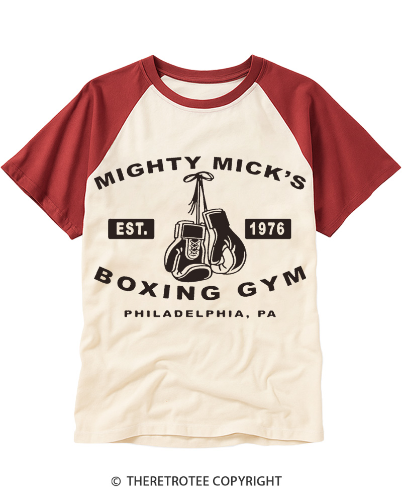 TheRetroTee Boxing Gym 1970s Raglan Baseball T-Shirt