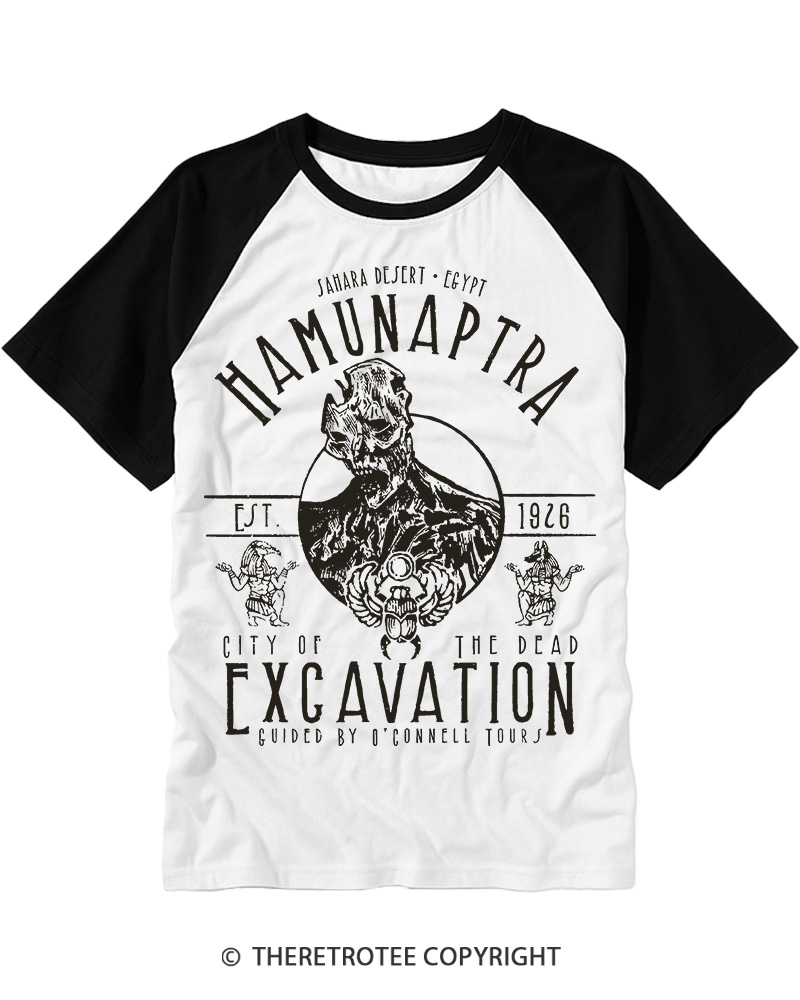 TheRetroTee Egyptian Mummy Archaeology Adventure 1990s Raglan Baseball T-Shirt