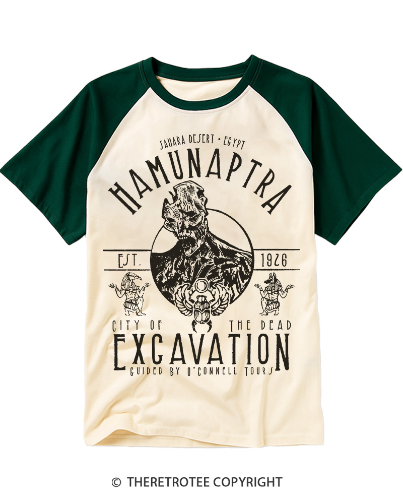 TheRetroTee Egyptian Mummy Archaeology Adventure 1990s Raglan Baseball T-Shirt