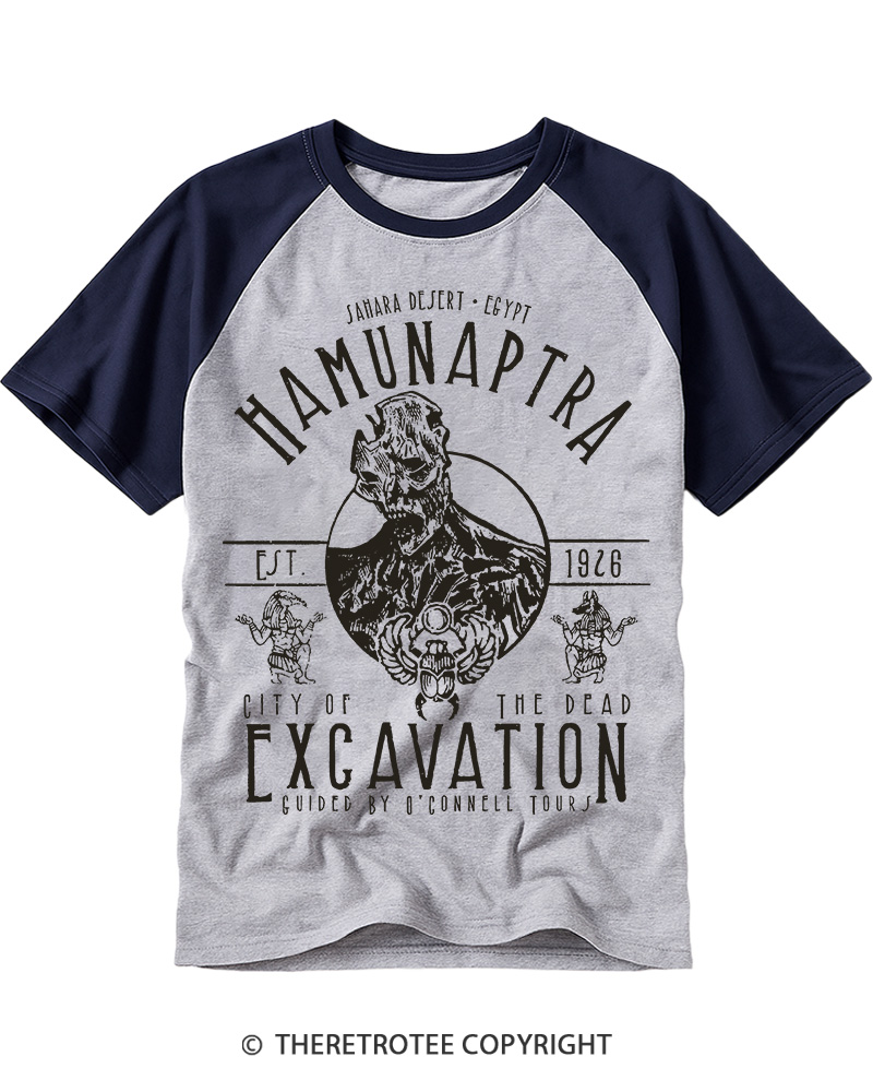 TheRetroTee Egyptian Mummy Archaeology Adventure 1990s Raglan Baseball T-Shirt