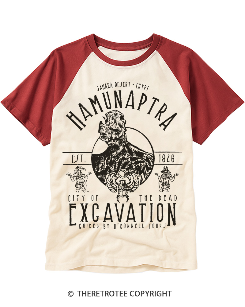 TheRetroTee Egyptian Mummy Archaeology Adventure 1990s Raglan Baseball T-Shirt