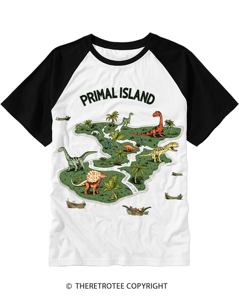 TheRetroTee Primal Island Expedition Raglan Baseball T-Shirt