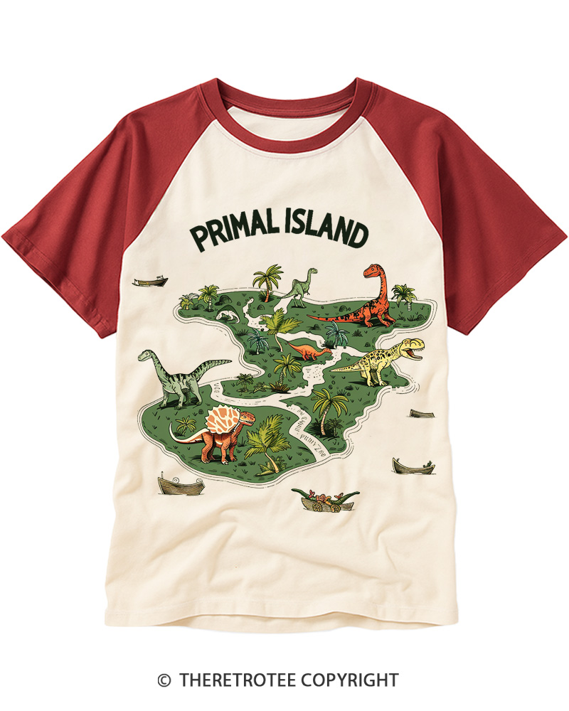 TheRetroTee Primal Island Expedition Raglan Baseball T-Shirt