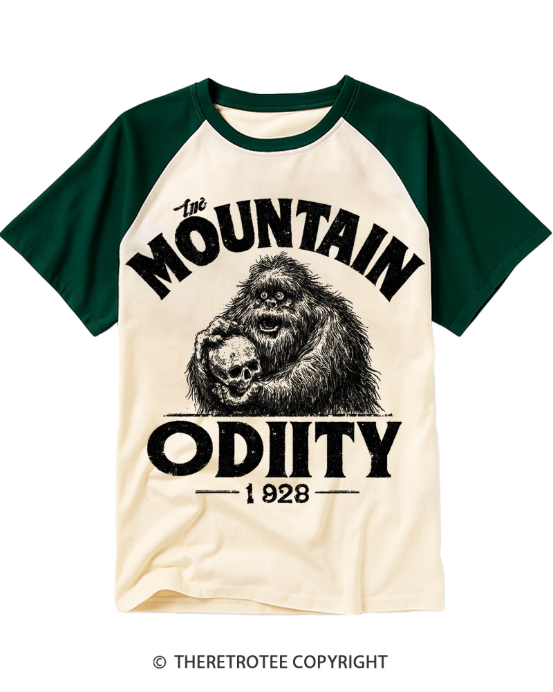 TheRetroTee Mountain Oddity Legend Raglan Baseball T-Shirt