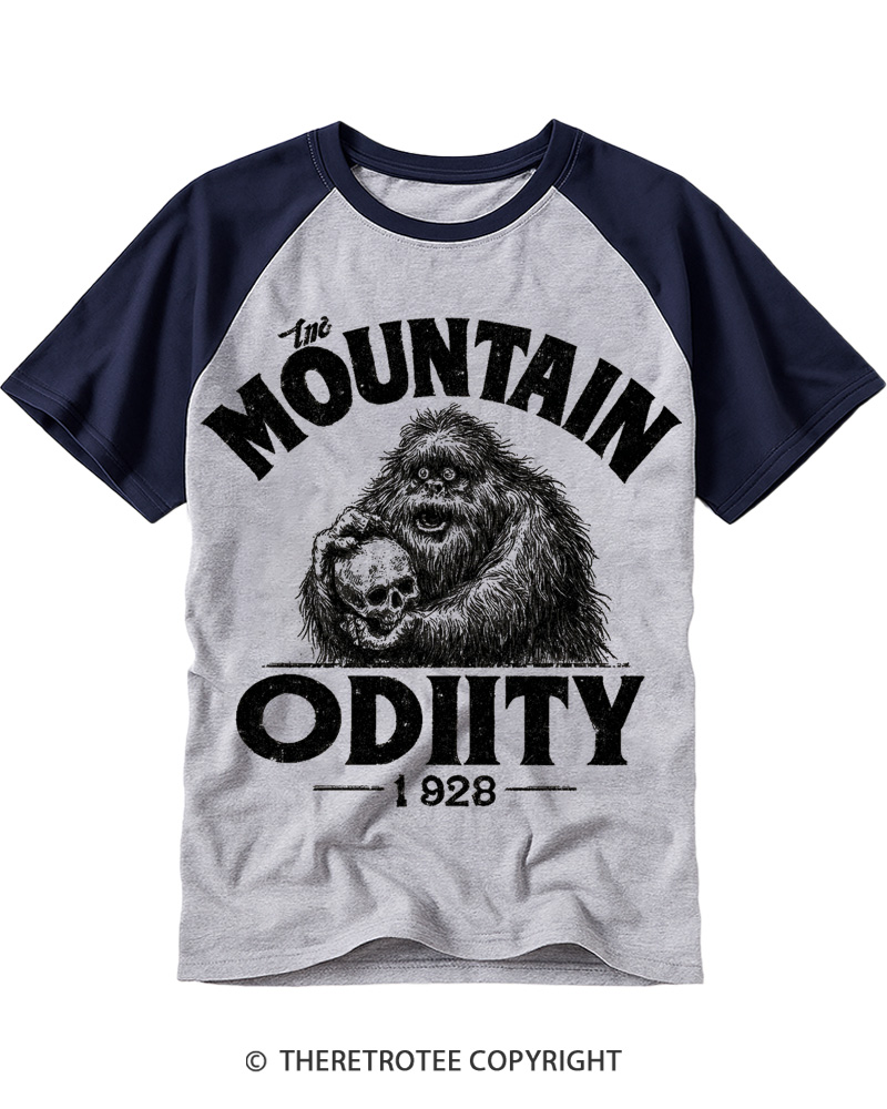 TheRetroTee Mountain Oddity Legend Raglan Baseball T-Shirt