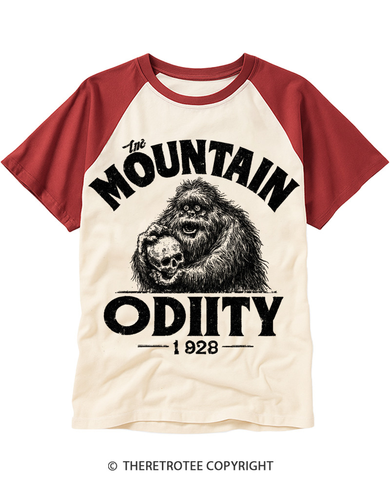 TheRetroTee Mountain Oddity Legend Raglan Baseball T-Shirt