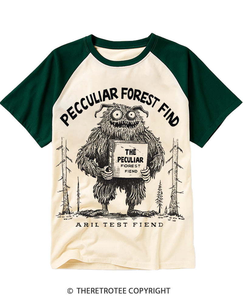 TheRetroTee Peculiar Forest Find 1970s Raglan Baseball T-Shirt