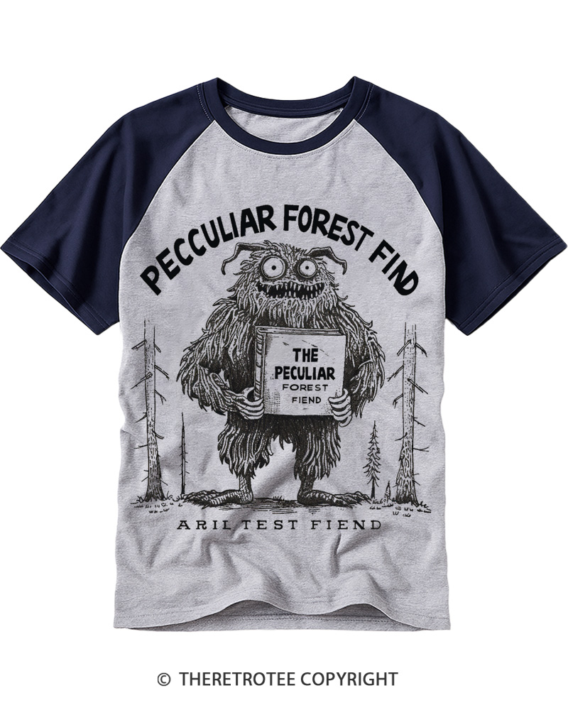 TheRetroTee Peculiar Forest Find 1970s Raglan Baseball T-Shirt