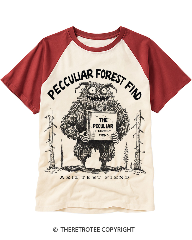 TheRetroTee Peculiar Forest Find 1970s Raglan Baseball T-Shirt