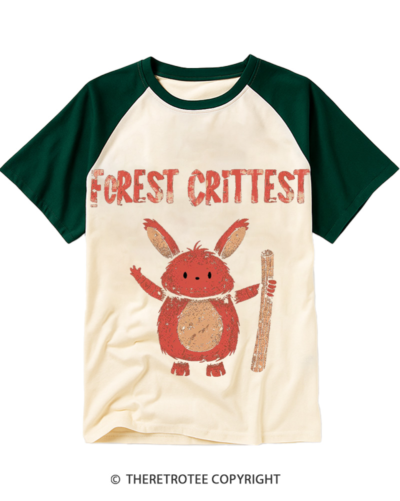 TheRetroTee Forest Critter Buddy 1970s Raglan Baseball T-Shirt