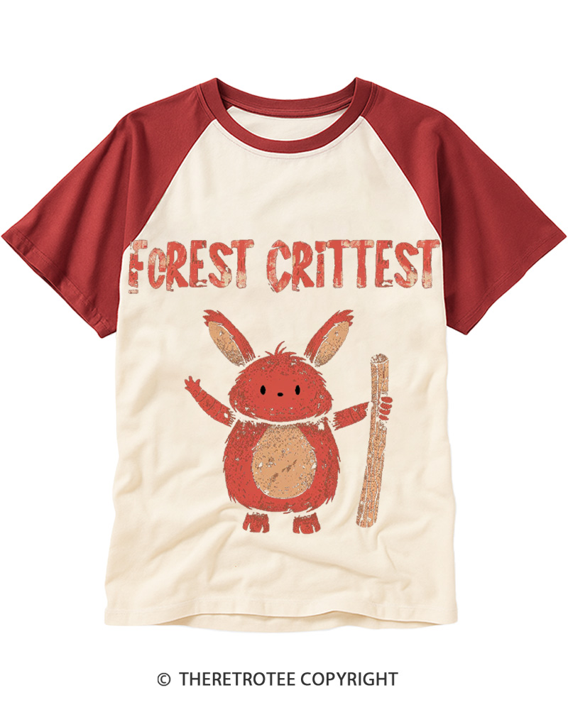 TheRetroTee Forest Critter Buddy 1970s Raglan Baseball T-Shirt
