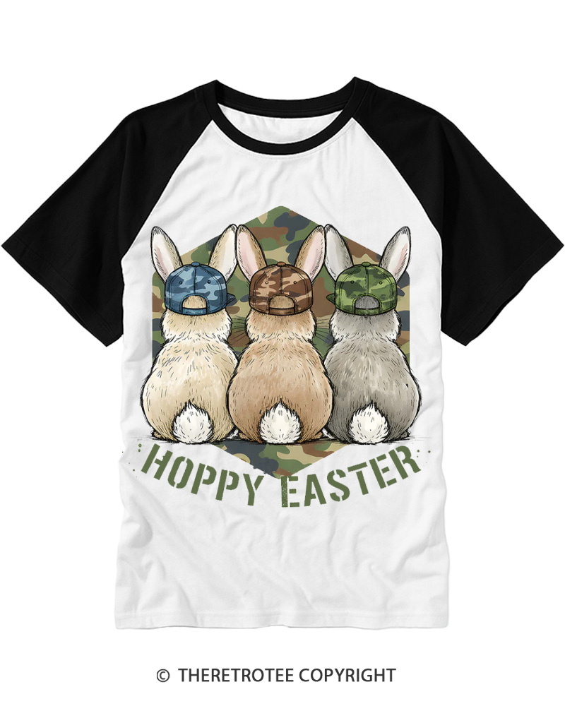TheRetroTee Vintage 1790s Easter Bunny Graphic Raglan Baseball T-Shirt