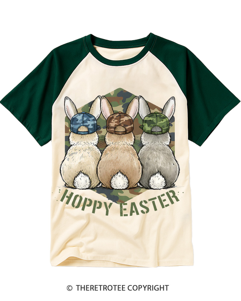TheRetroTee Vintage 1790s Easter Bunny Graphic Raglan Baseball T-Shirt