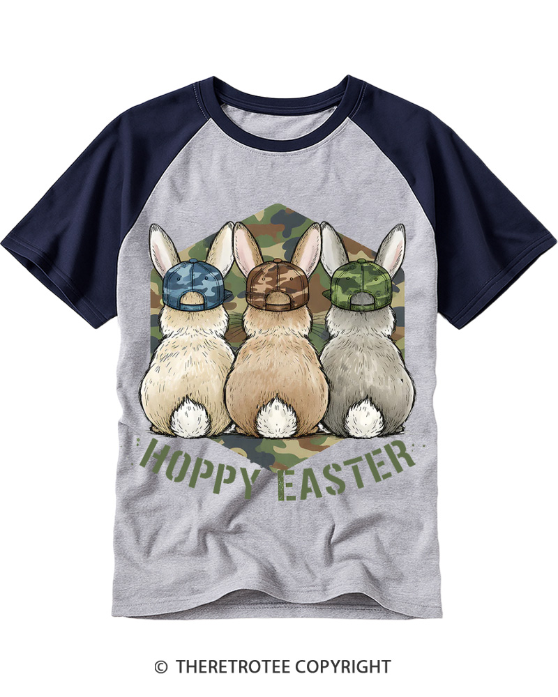 TheRetroTee Vintage 1790s Easter Bunny Graphic Raglan Baseball T-Shirt