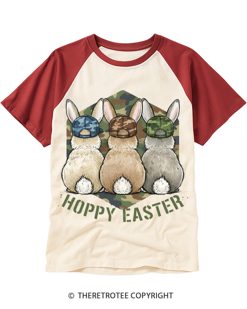 TheRetroTee Vintage 1790s Easter Bunny Graphic Raglan Baseball T-Shirt