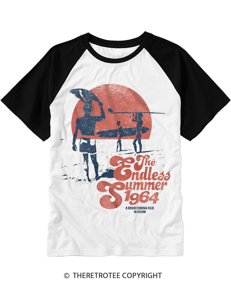 TheRetroTee The Endless Summer 1964 Raglan Baseball T-Shirt
