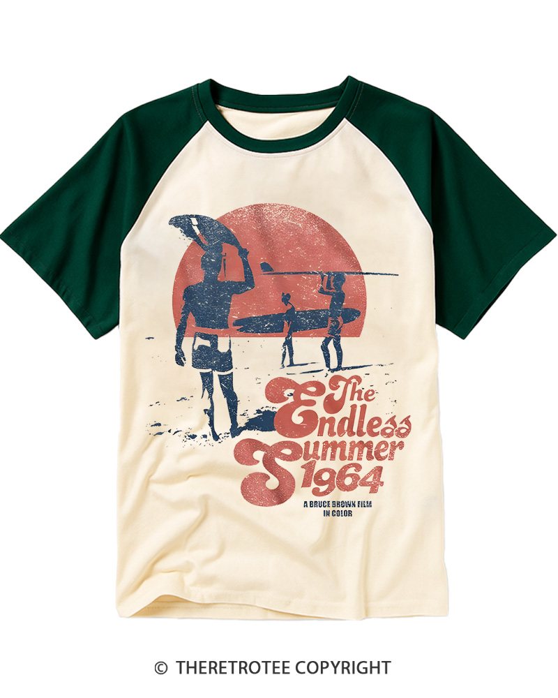 TheRetroTee The Endless Summer 1964 Raglan Baseball T-Shirt